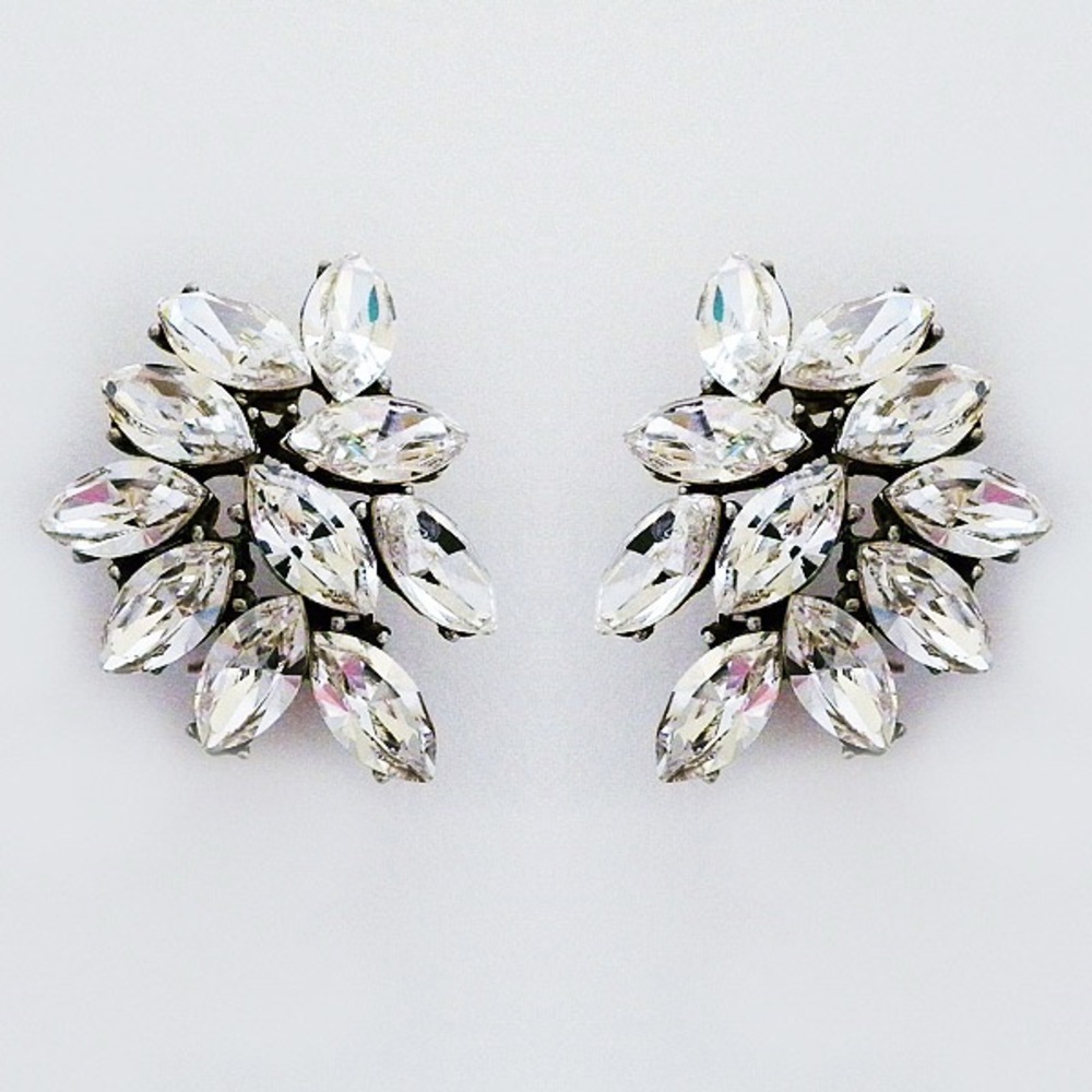 Ben-Amun Marquis Crystal Cluster Clip-On Earrings